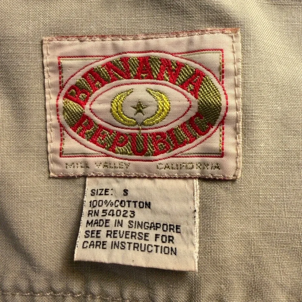 Banana Republic Safari Italian Canvas Bush Jacket Mens Small 80s Vintage Cotton